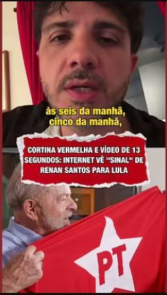 Renan Santos em Vídeo de cortinas vermelhas
