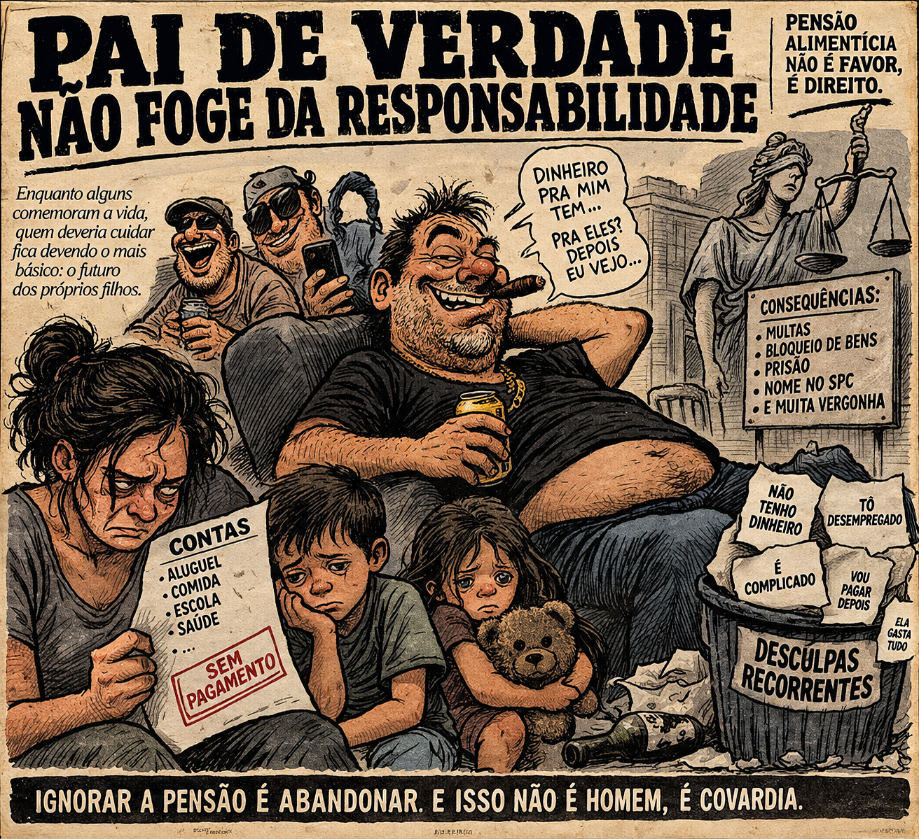 charge sobre homens ausentes